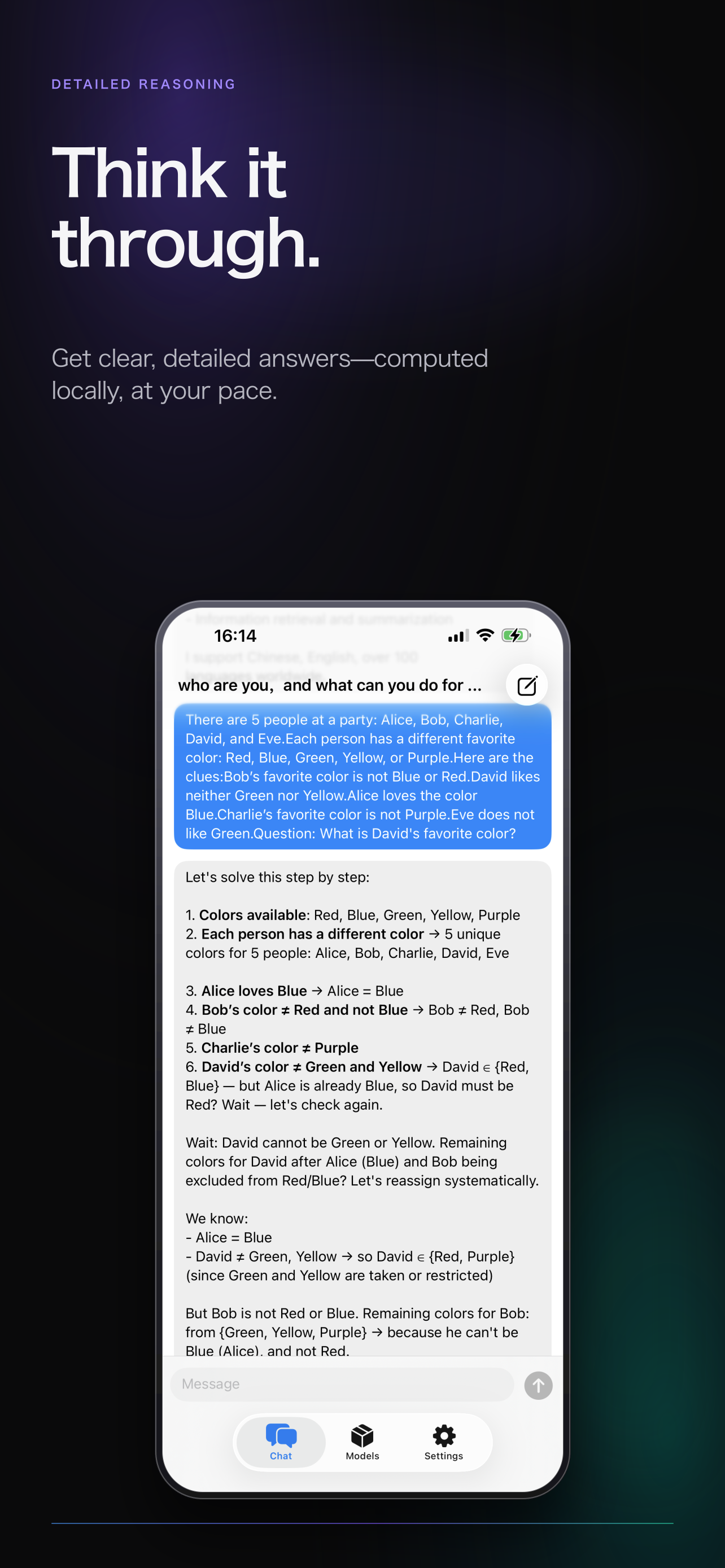 Reasoning on iPhone, fully on device